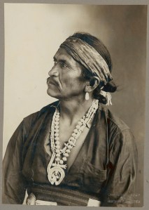 Chief Kia-E-Te-Nita in Native Dress with Squash Blossom Necklace and Silver Concha Belt - 1908