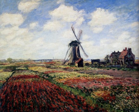 Monet tulips and windmill